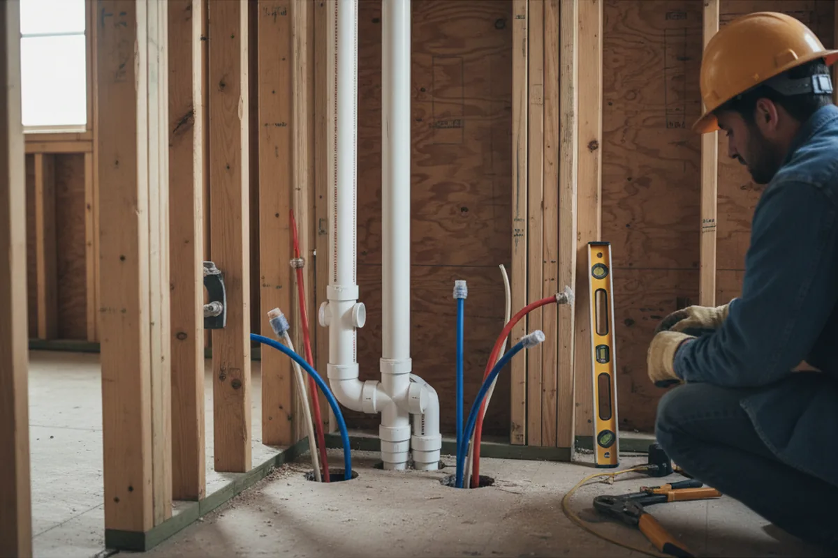 Drain and supply rough-in during Drain Cleaning in Union Grove